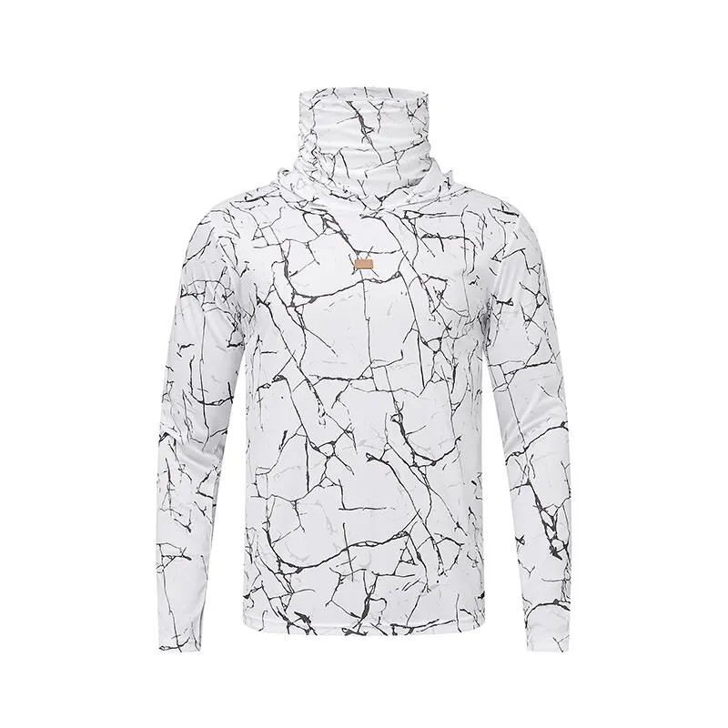 Mens UPF50+ T-Shirt Hoodie Tight Sports Casual Sun Protection T-Shirt Running gallery