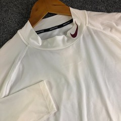 Nike Pro Shirt Mens XL White Fitted Compression Long Sleeve Gym Mock Neck Tight