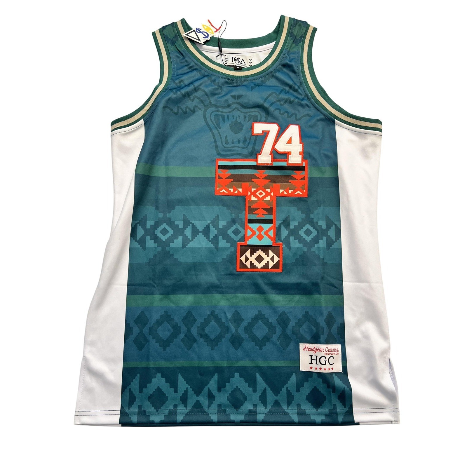 Headgear Classics TOSA Jersey Mens Medium Teal Green White 74 Aztec Basketball gallery