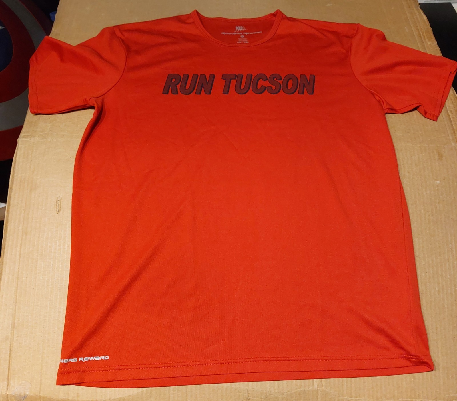 Runners Reward Unisex Medium Run Tuscon Arizona Graphic Dry Tek Red T Shirt gallery