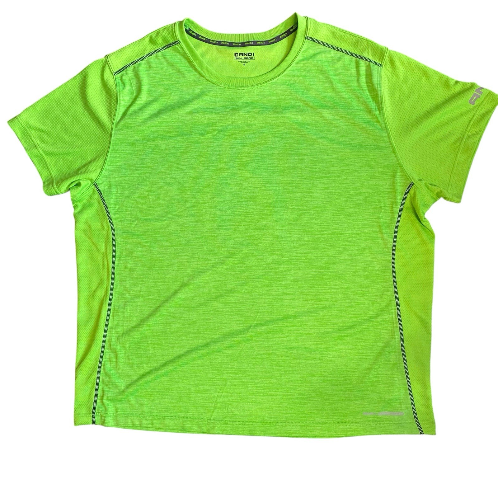 AND1 Neon Green “Stop Sweating Me” Performance Tee Big Men’s Size 3X Large gallery