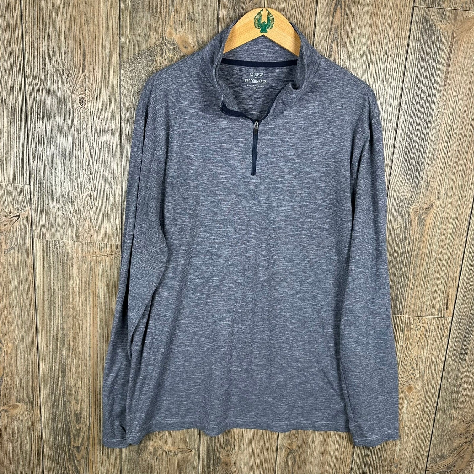 J.Crew Performance Pullover 1/4 Zip Activewear Long Sleeve Heathered Blue XL gallery