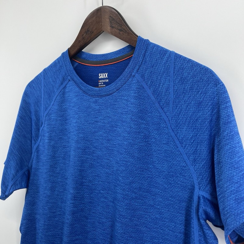 Saxx Shirt Men Small Blue Aerator UPF 25 Polyester Sun Protection Tee T-shirt gallery