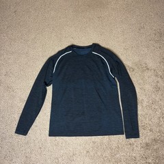 Lululemon Men Shirt Blue Metal Vent Tech Stretch Your Head Long Sleeve Sz Large