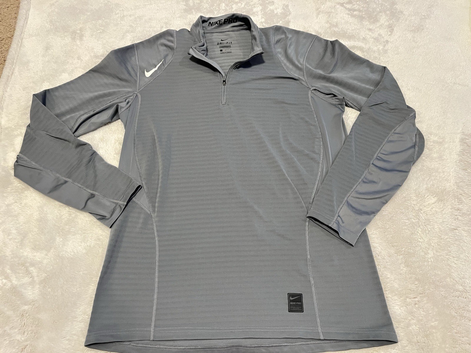 Nike Pro Compression 1/4 Zip Long Sleeve Top Running Gray Men’s Large gallery