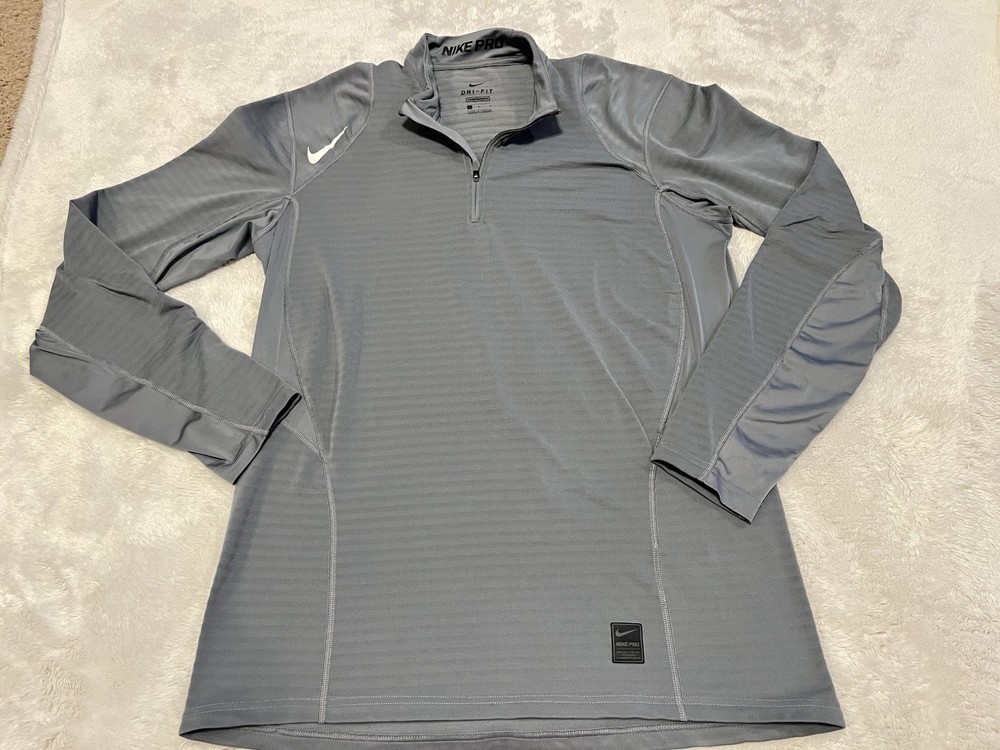 Nike Pro Compression 1/4 Zip Long Sleeve Top Running Gray Men’s Large