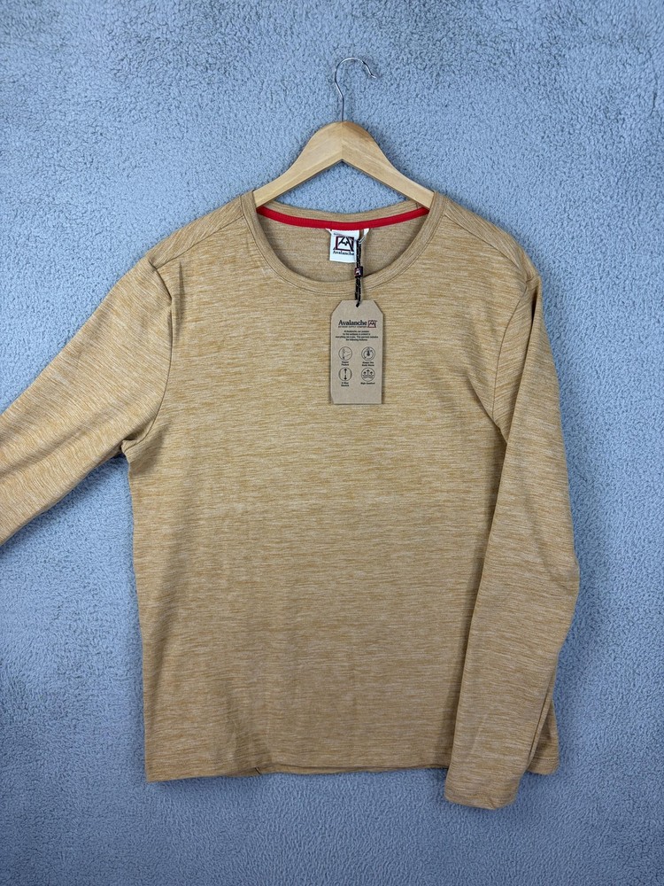 Avalanche Shirt Mens Large Beige Long Sleeve Performance Hiking Zip Pocket New