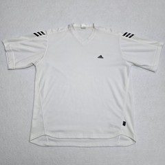 Adidas Short Sleeve Preformance T-Shirt Vneck Activewear White Mens Medium Logo