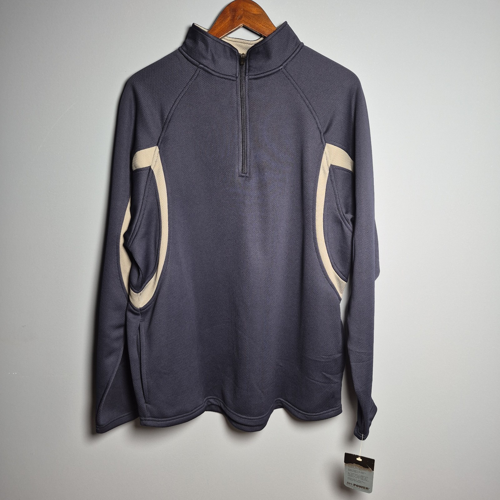 Russell Athletic Mens Dri-Power 1/4 Zip Pullover Navy Steel Gray 5VAXTMO Large gallery