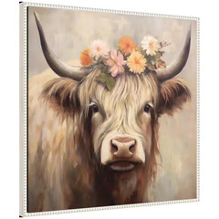 Sylvie “Adorable Floral Boho Highland Cow” by the Creative Bunch Studio Beaded W
