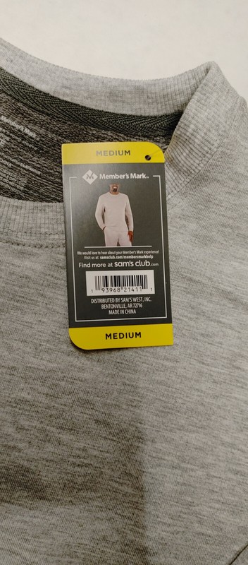 NWT Members Mark Long Sleeve Lounge Tee Light Heather Grey Size Medium gallery