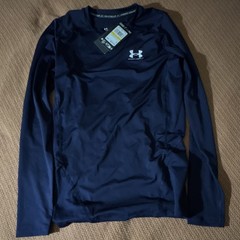 Under Armour HeatGear Compression Long Sleeve Shirt Navy M Lightweight Quick Dry