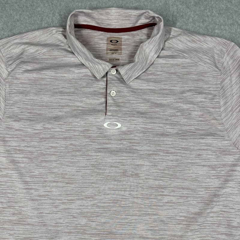 Oakley Golf Polo Shirt Men's 2XL Gray Marled Red Short Sleeve Performance gallery