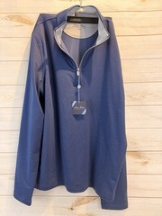 Brooks Brothers Performance Mens L Blue 1/4 Zip Pullover Stretch