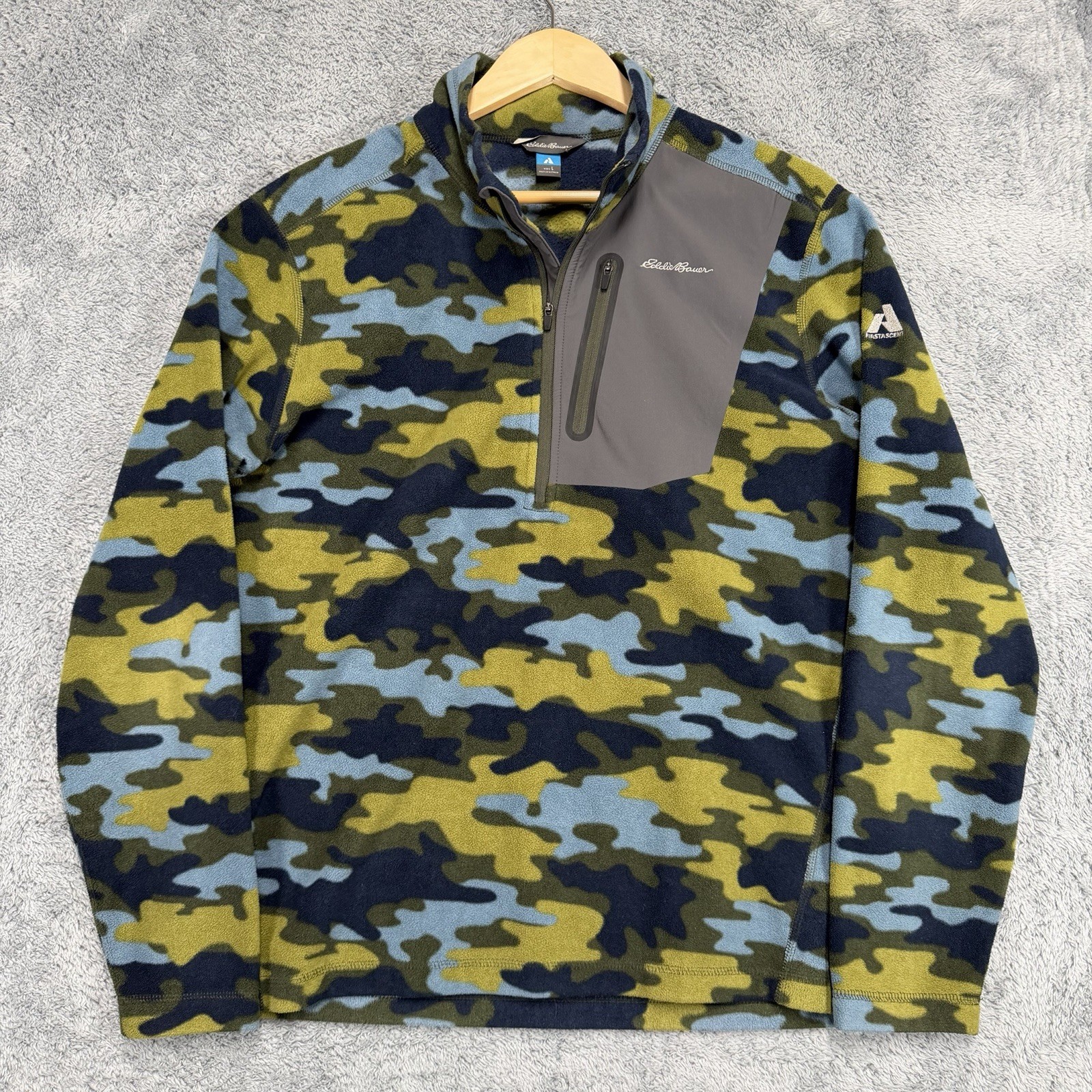 Eddie Bauer First Ascent Cloud Layer Pro Fleece 1/4 Zip Pullover Mens L Camo gallery