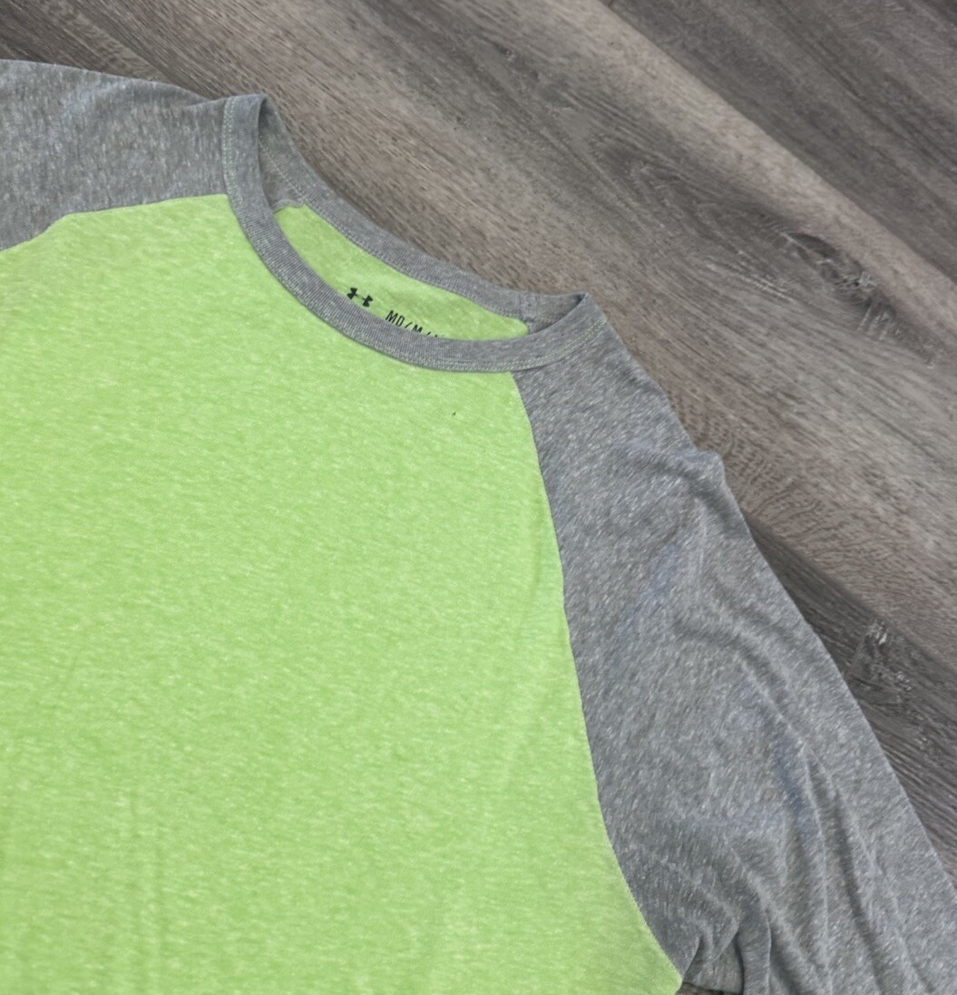 Adidas shirt men’s size medium fitted green and gray gallery