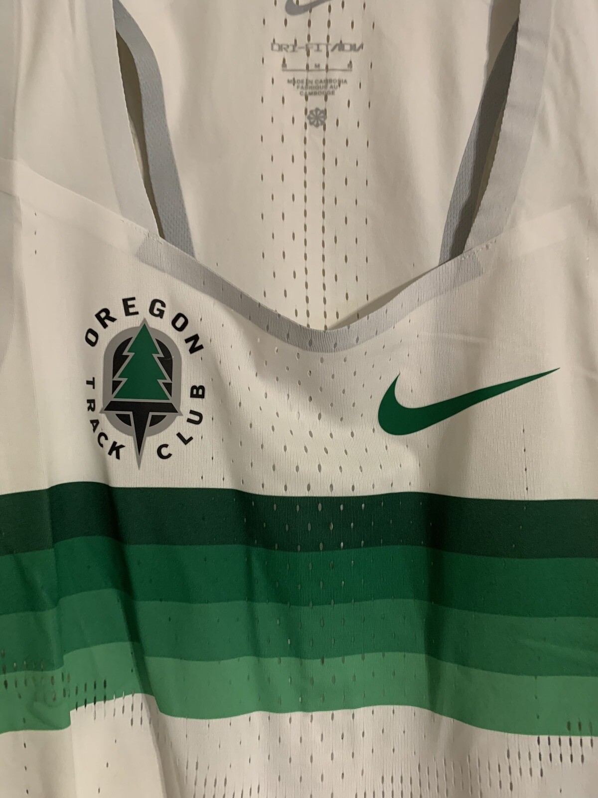 Nike Dri-Fit ADV Oregon Track Club Singlet White Green DR5812-100 Men's Size M gallery