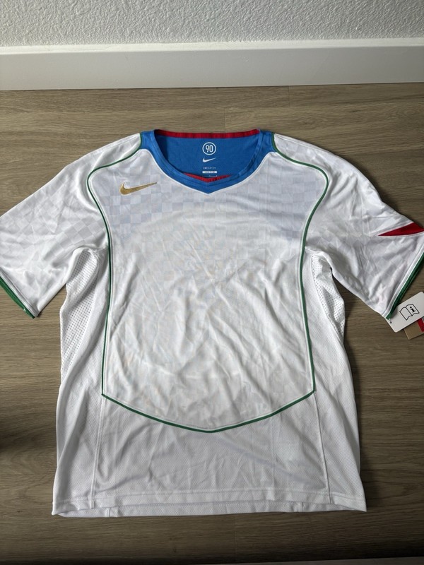 Brand New Nike Total 90 Dri Fit Soccer Jersey White Blue Gold Size L IB4210-100 gallery