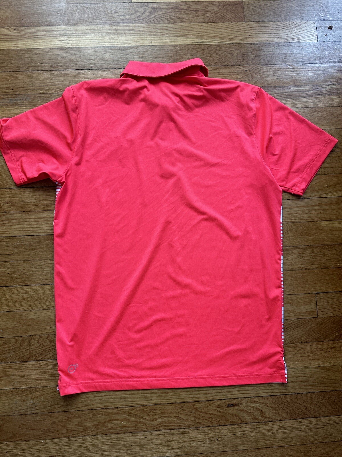 PUMA DRY CELL MEN'S GOLF POLO SHIRT PINK WHITE MEDIUM USED POLYESTER gallery