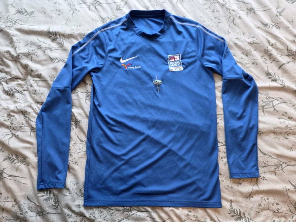 Nike Royal Navy Boxing Long Sleeve Jersey Shirt - Blue - Size Small