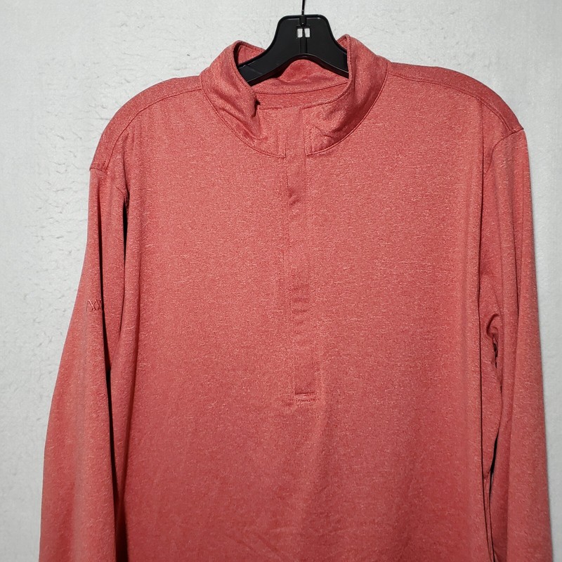 Matte Grey Shirt Men Large Salmon Pink Golf 1/4 Zip Long Sleeve Pullover gallery