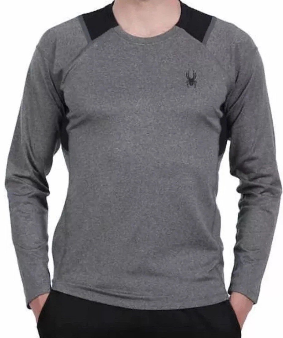 Spyder Active Men’s Long Sleeve Shirt, Color Gray, Large, Stretch, Wicking. gallery