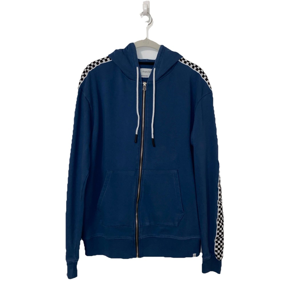 Sovereign Code KING Slate Blue Zip Up Hoodie Sweatshirt Checkers M