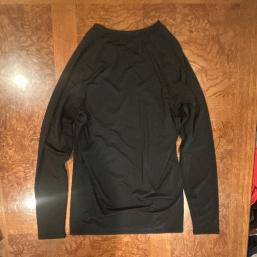 Men's Black Polyester Spandex Long Sleeve Crew Neck Activewear T-Shirt M