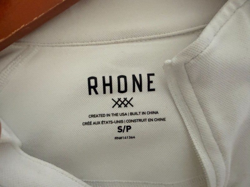 Rhone Mens White 1/4 Zip Pullover Size Small Nylon Blend Athletic Long Sleeve Sh gallery