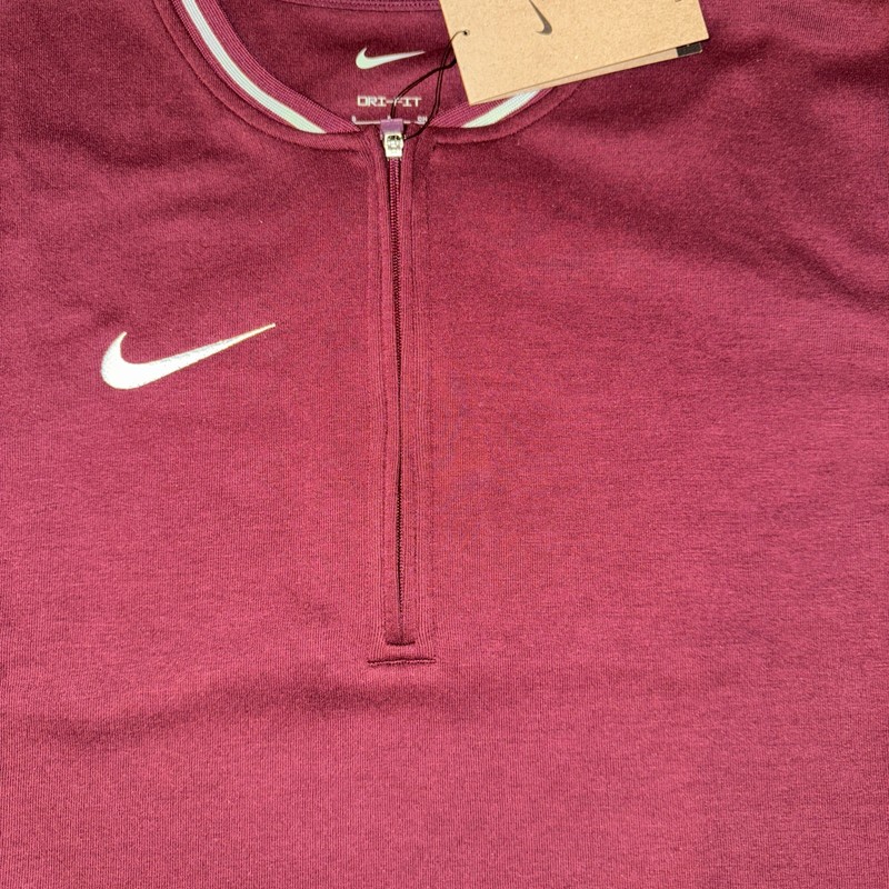 NEW NWT Nike Mens SMALL FJ9549-669 Long Sleeve 1/4 Zip Maroon Grey Gray Sleeves gallery