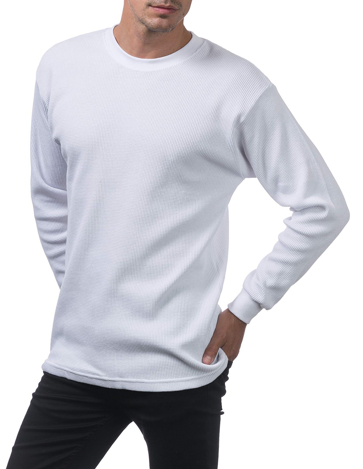 Club Men's Heavyweight Cotton Long Sleeve Thermal Top, Large, White gallery