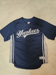 Vtg New York Yankees Derek Jeter #2 True Fan MLB Baseball Jersey Men’s Lg EUC