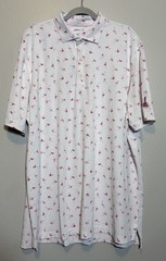 Johnnie-O Flamingo Print Casual Polo Shirt Men’s Size XL Resort Wear Golf Preppy