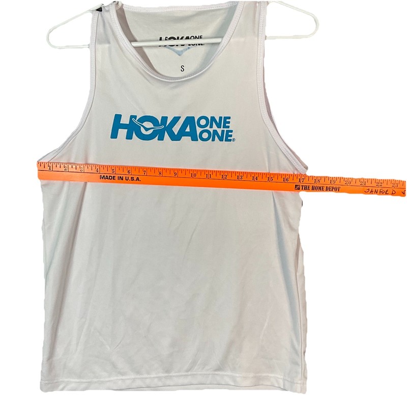 Hoka One One Men’s Airolite White Blue Athletic Running Tank Top Small gallery