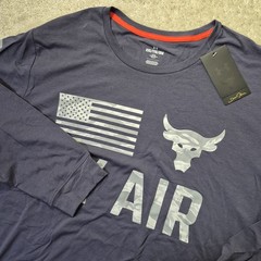 Under Armour Project Rock Shirt Mens 2XL Purple Veterans Day Gym USA Patriotic