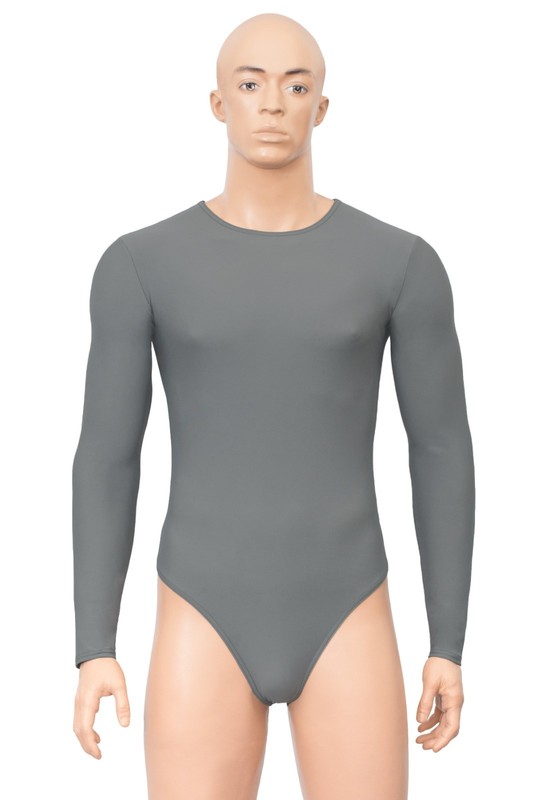 Men's String Body High Neck Push Long Sleeve Stretch Matte Charcoal gallery