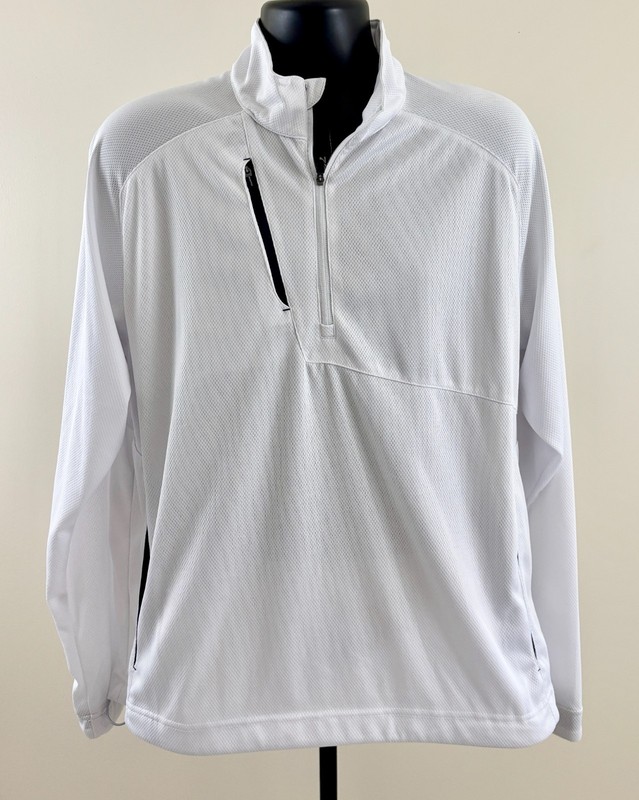 ZERO RESTRICTION TOUR Mens XL White 1/4 ZIp Golf Long Sleeve Pocket Pullvoer EXC gallery