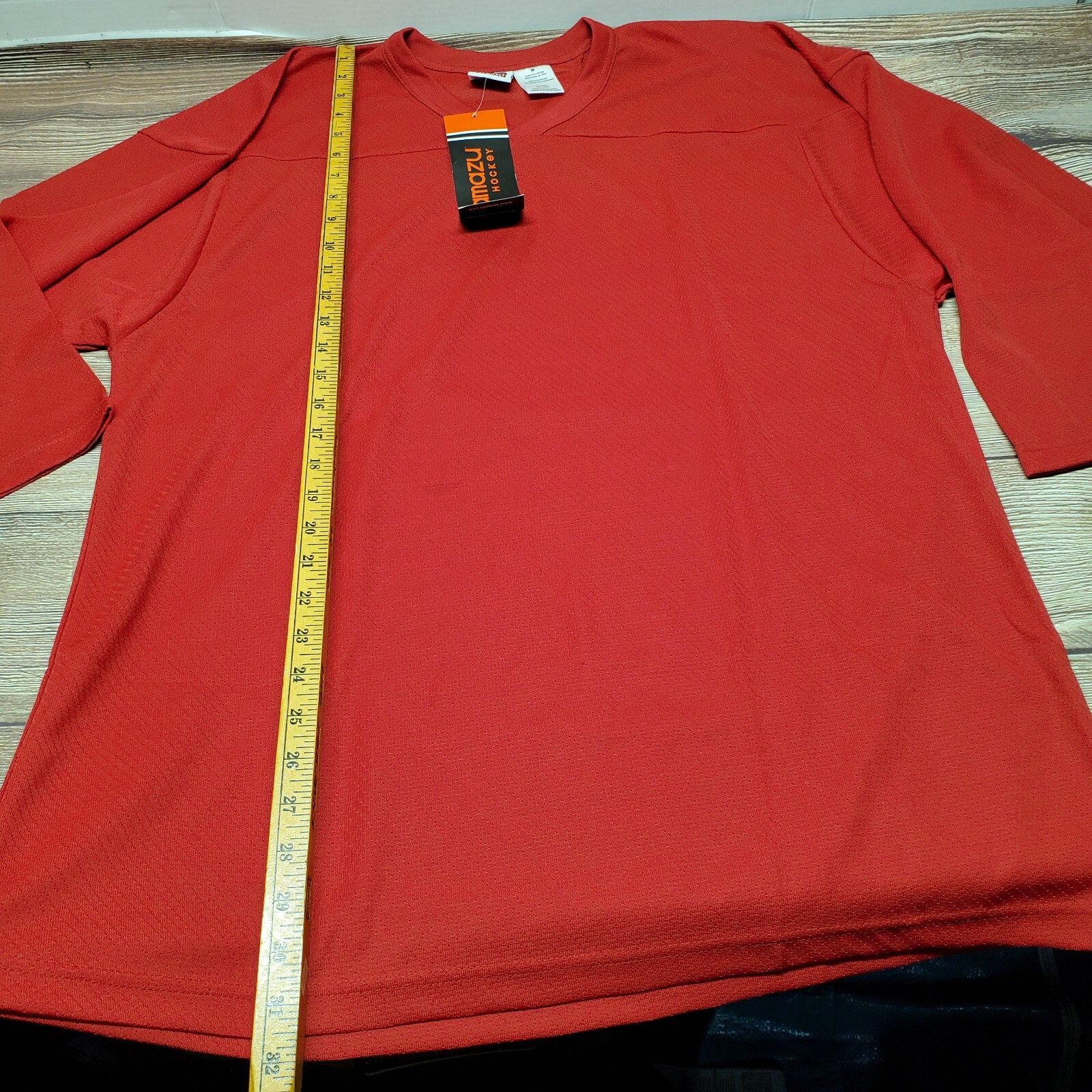 NEW Kamazu Mens Adult Size Medium Solid Red Long Sleeve Hockey Jersey gallery