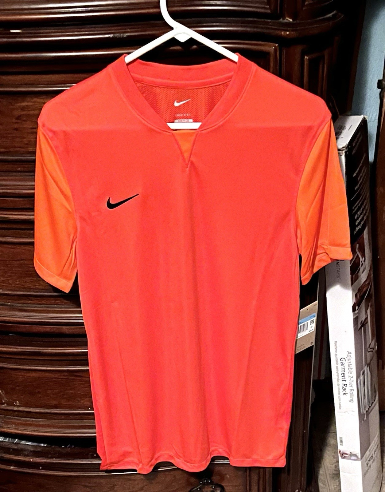 Mens Orange Medium Nike Soccer Short Sleeve Performance Active Wear shirt! gallery