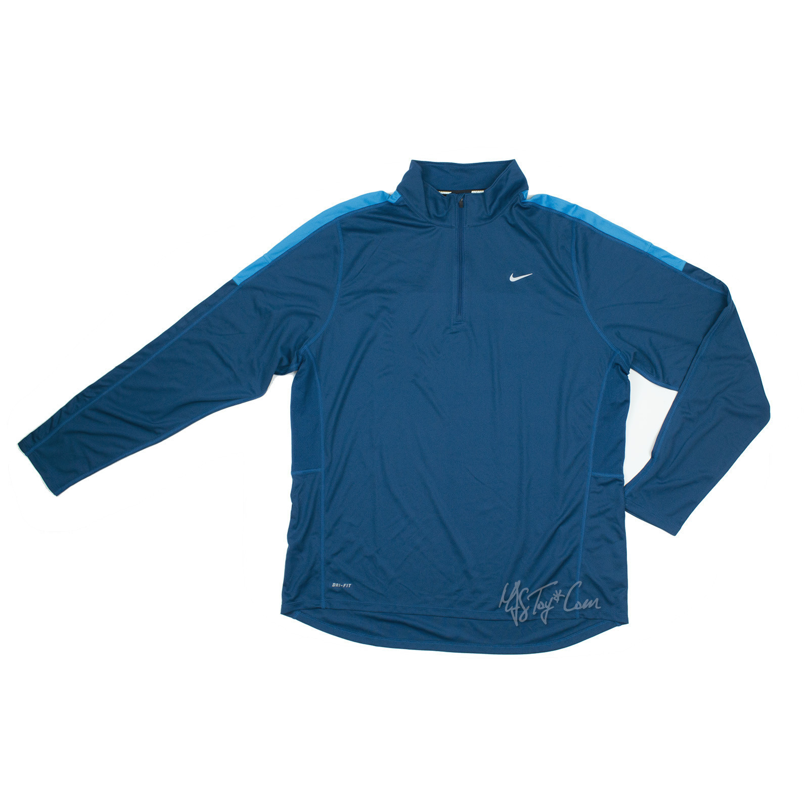 Men NIKE Running 1/4 Zip Long Sleeve Teal Blue Dry Fit Active Shirt Size L (NT) gallery