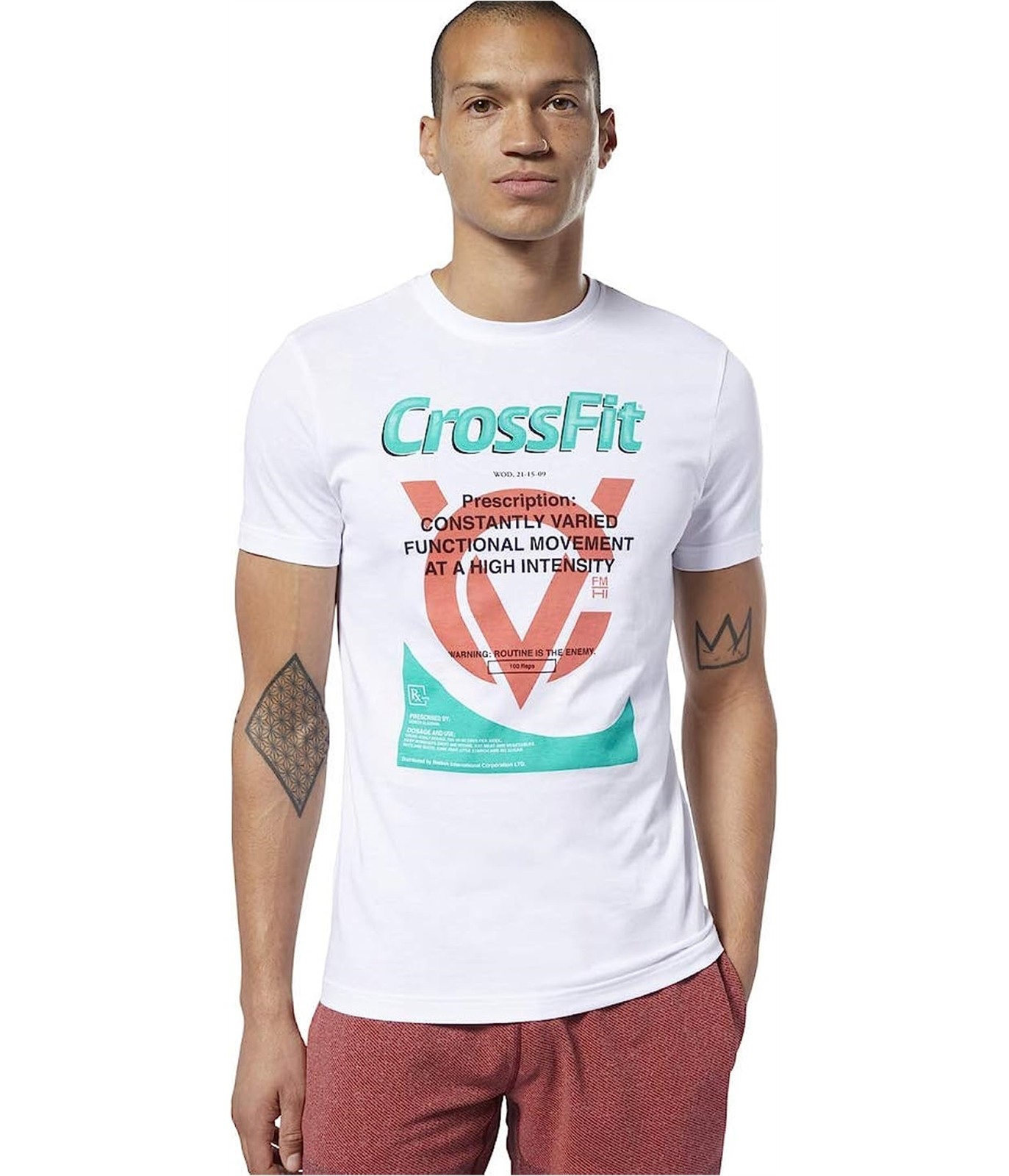 Reebok Mens Crossfit Prescription Graphic T-Shirt, White, Medium gallery