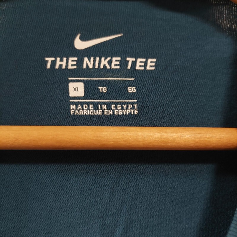Nike Mens Tee T Shirt Blue MCMLXXII Embroidered Double Multi Swoosh Size XL gallery