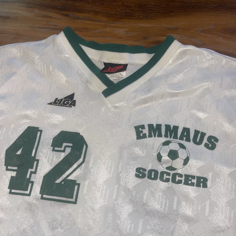 Vintage Liga Men's L College Soccer Jersey Striped Geometric Emmaus USA 90s #42 gallery