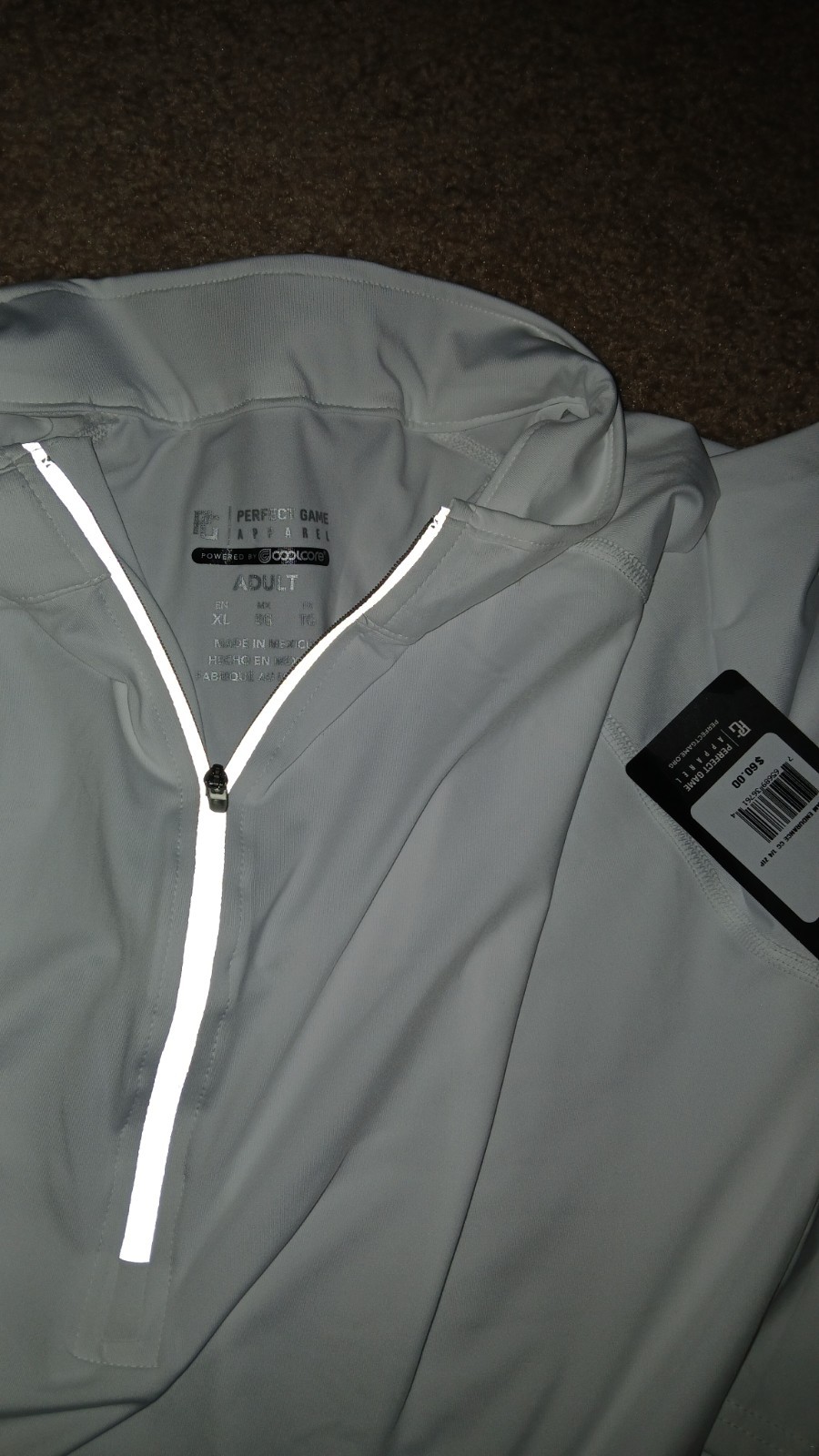 PG-PERFECT GAME SPORTS APPAREL-PERFORMANCE COOLCORE 1/4 ZIP SHIRT-NEW- XL-WHITE gallery