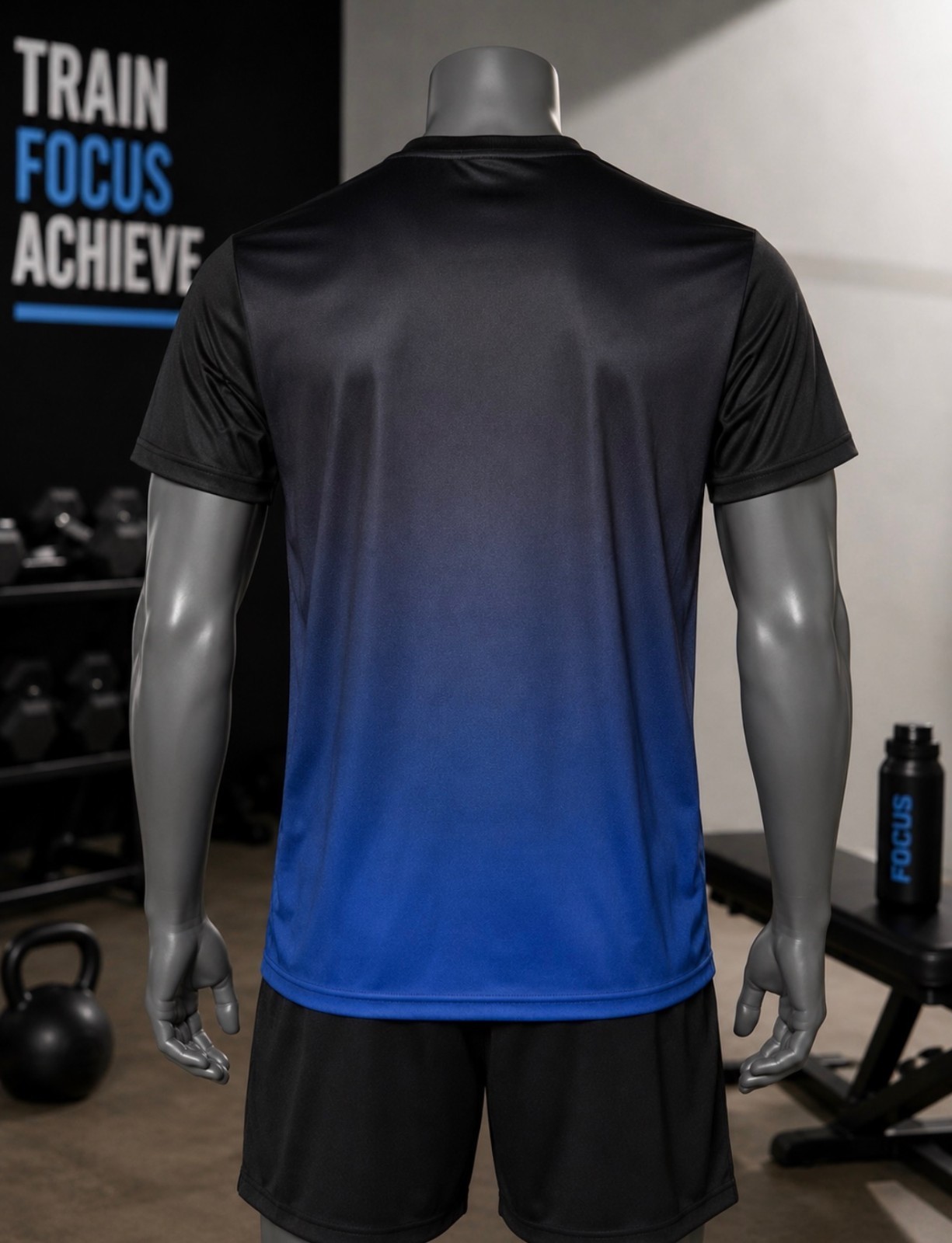 Men's Sport Performance AthleticT-Shirt Blue Black Gradient Moisture-Wicking NWT gallery