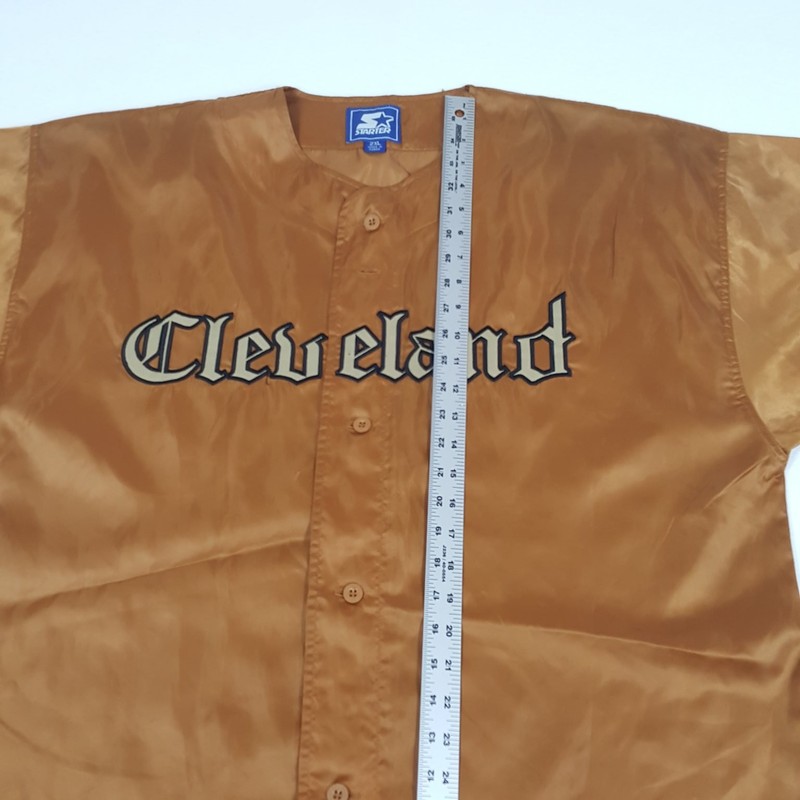 Starter Cleveland Activewear Top Men's 2XL Gold Nylon Baseball Jersey gallery