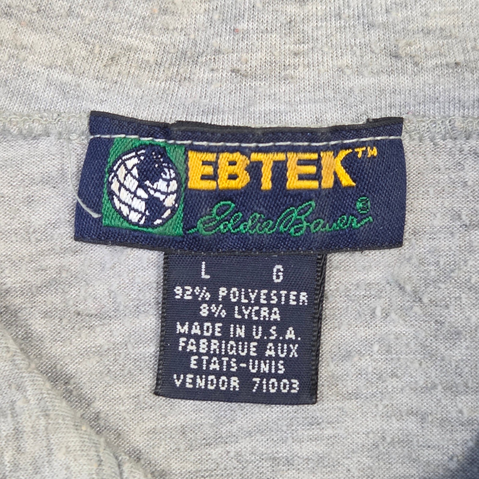 EBTEK Eddie Bauer Mens L Pullover Gray Long Sleeve Active Shirt Outdoors Retro gallery