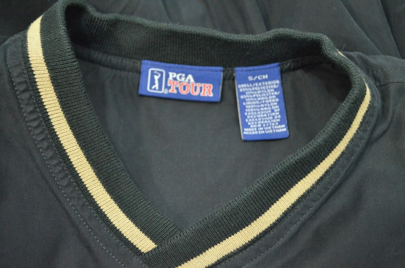 MEN'S PGA TOUR Black TAN PULLOVER WINDSHIRT TOP RAIN SHIRT long SLV SIZE S SM gallery
