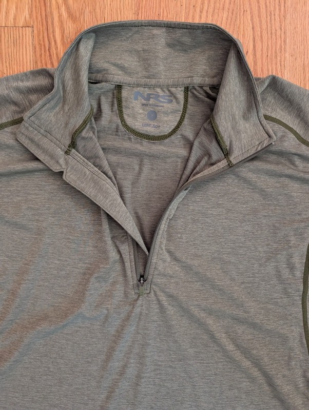 NRS Silkweight 1/4 Zip LS Pullover Activewear Top Men's Green Baja Small UPF gallery