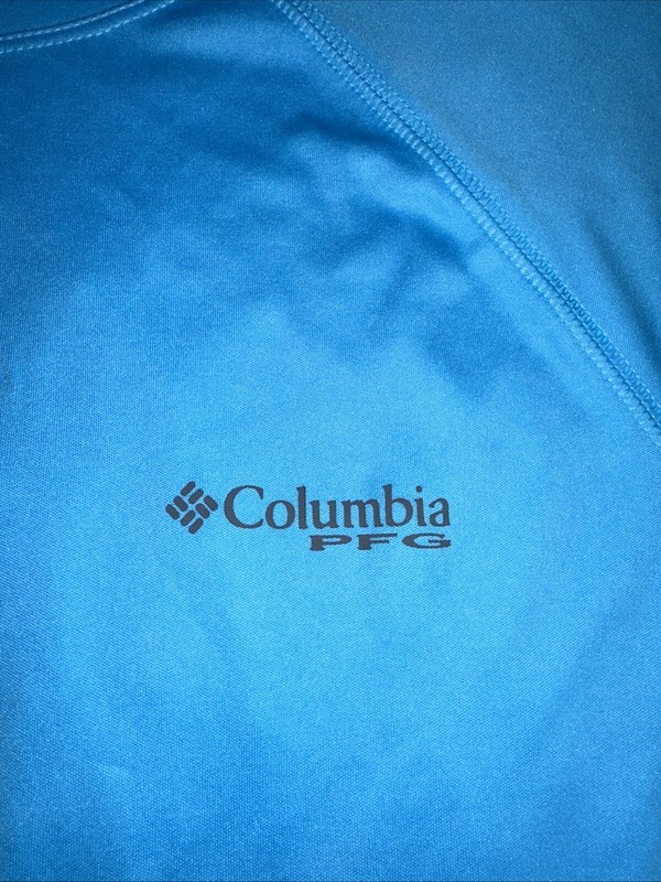 Men's Columbia Deep Waves Blue Long Sleeve Sun Tee Shirt Medium MSRP $40 gallery
